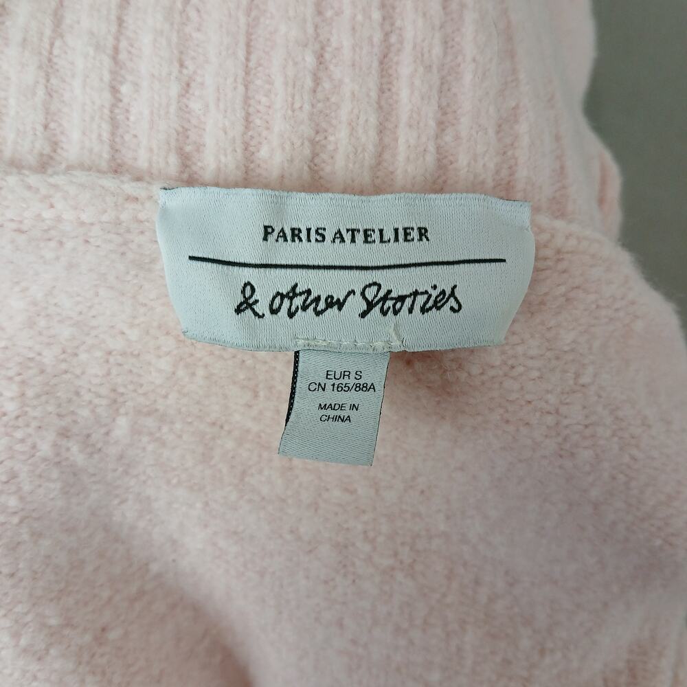 Paris Atelier & Other Stories Cropped Mock Neck Jumper S light pink cotton blend - Picture 8 of 16